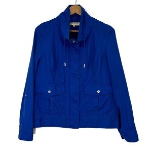 Jones New York Sport Women’s Size Small Blue Zip Front Roll Tab Casual Jacket